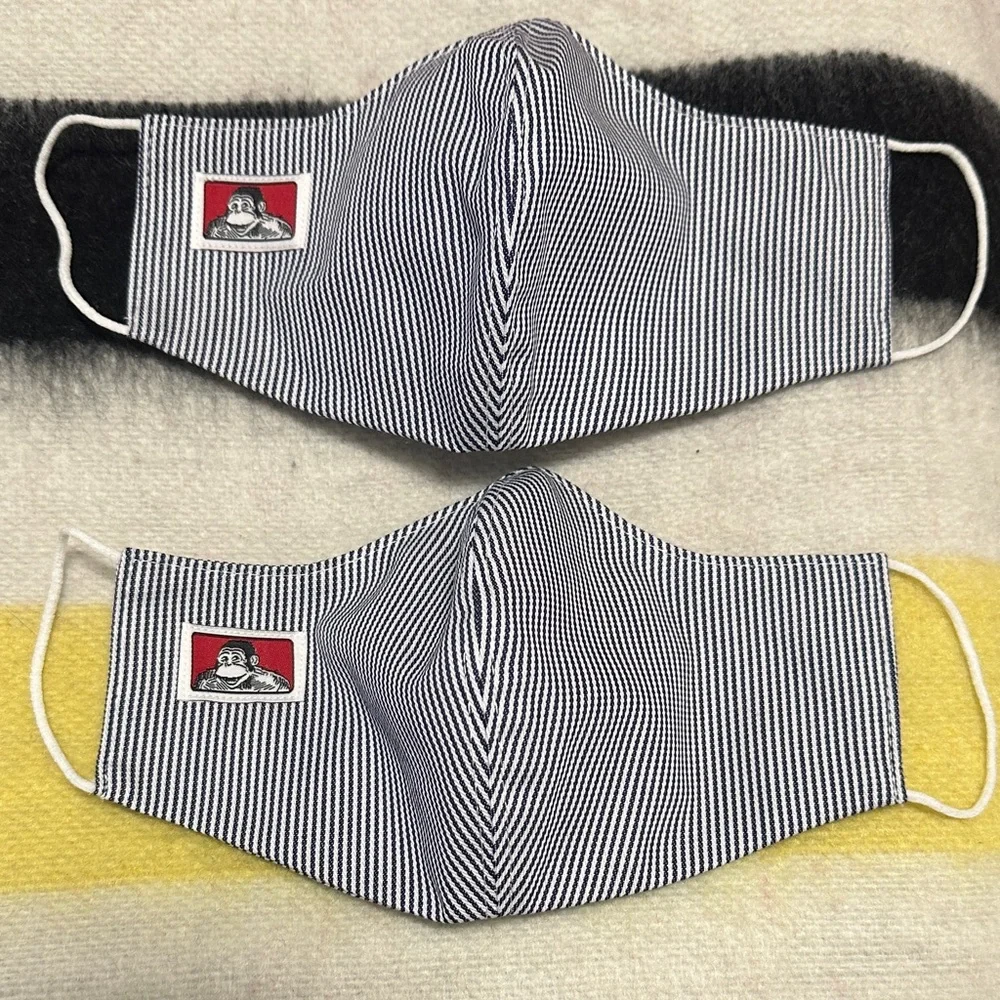 Two Ben Davis Hickory Striped Face Masks